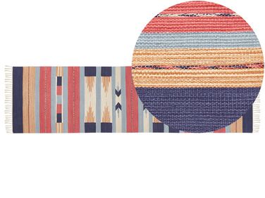 Kelim Teppich Baumwolle mehrfarbig 80 x 300 cm geometrisches Muster Kurzflor GANDZAK