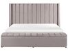 Velvet EU Super King Size Bed with Storage Bench Grey NOYERS_764915