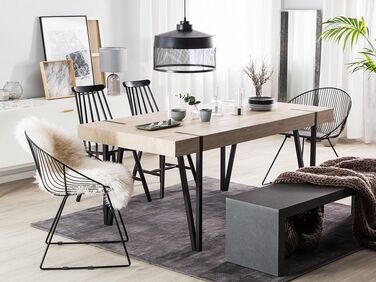 Dining Table 180 x 90 cm Light Wood with Black ADENA