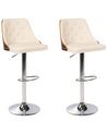 Set of 2 Faux Leather Swivel Bar Stools Beige VANCOUVER_743127