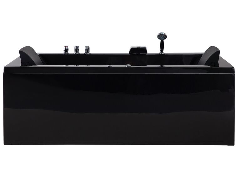 Whirlpool Badewanne schwarz mit LED rechts 183 x 90 cm VARADERO_706981