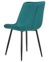 Conjunto de 2 sillas de comedor de terciopelo azul turquesa/negro MELROSE_771935