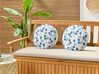 Set of 2 Outdoor Cushions Leaf Motif ⌀ 40 cm White and Blue TORBORA_894837