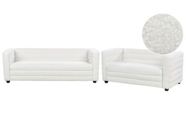 Conjunto de sofás 5 lugares em tecido bouclé branco-creme HOFN