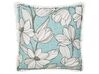 Set of 2 Fringed Cotton Cushions Floral Pattern 45 x 45 cm White and Blue CYANOTIS_892742