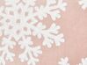 Almofada decorativa com padrão natalício em veludo rosa e branco 45 x 45 cm MURRAYA_887927