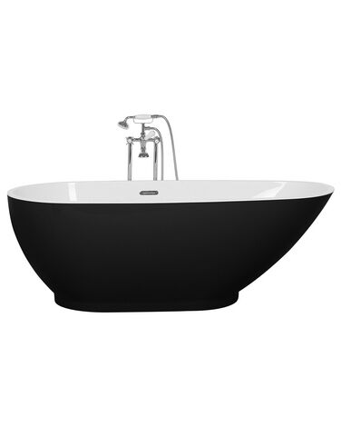 Bañera independiente de acrílico negro/blanco/plateado 173 x 82 cm GUIANA