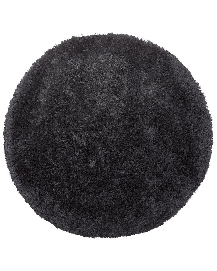 Shaggy Round Area Rug ⌀ 140 cm Black CIDE_746994