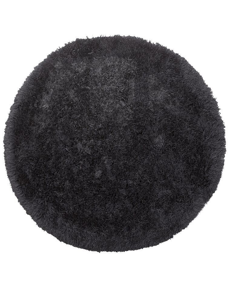 Shaggy Round Area Rug ⌀ 140 cm Black CIDE | Beliani.co.uk