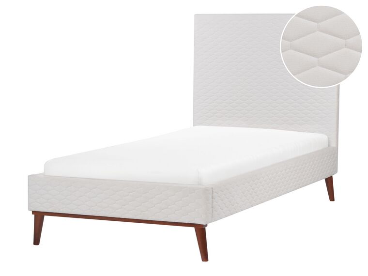 Sametová postel 90 x 200 cm bílá BAYONNE_901305