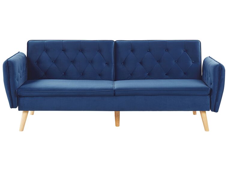 Sofa rozkładana welurowa ciemnoniebieska BARDU_791907