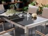 Hatszemélyes fekete gránit osztott asztallapú étkezőasztal szürke textilén székekkel GROSSETO_766659