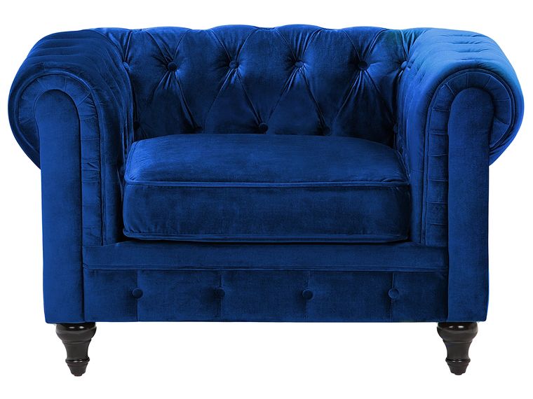 Velvet Living Room Set Navy Blue CHESTERFIELD Beliani.es