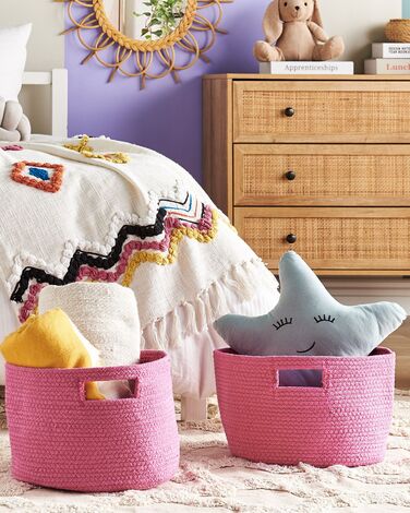 Set of 2 Cotton Baskets Pink CHINIOT