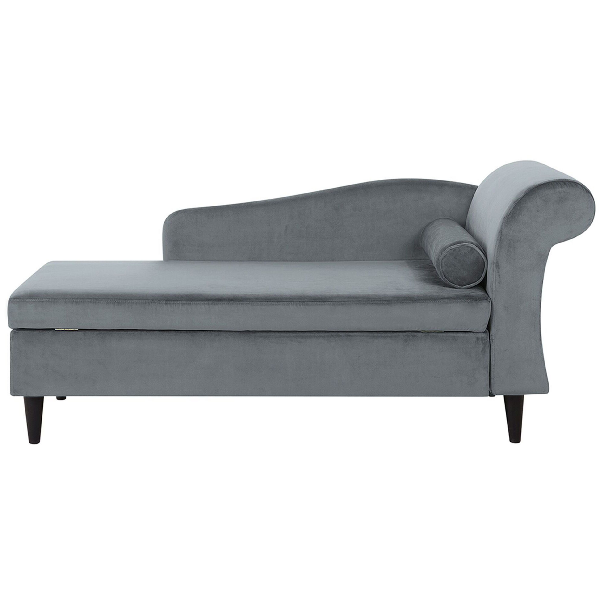 Beliani Right Hand Velvet Chaise Lounge Light Grey Luiro