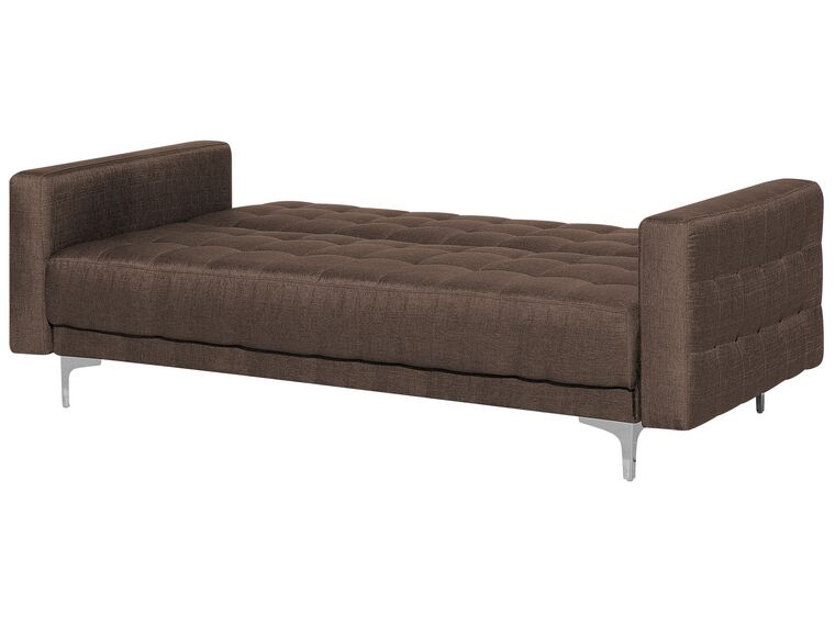 3 Seater Fabric Sofa Bed Brown ABERDEEN Beliani.co.uk