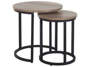 Conjunto de 2 mesas auxiliares madera oscura/negro DIXIE