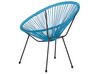 2 fauteuils spaghetti en rotin bleu et table pour intérieur et extérieur ACAPULCO II_813786