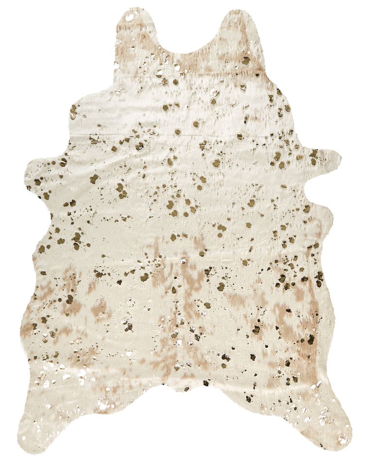 Faux Cowhide Area Rug with Spots 150 x 200 cm Beige with Gold BOGONG_820355