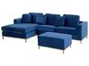 Sofa med skammel Højrevendt Velour Mørkeblå OSLO_744168