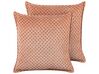 Set of 2 Velvet Cushions Diamond Pattern 45 x 45 cm Pink RHODOCOMA_838474