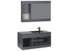 Meuble vasque avec miroir et cabinet 100 cm bois clair et gris TERUEL_821012