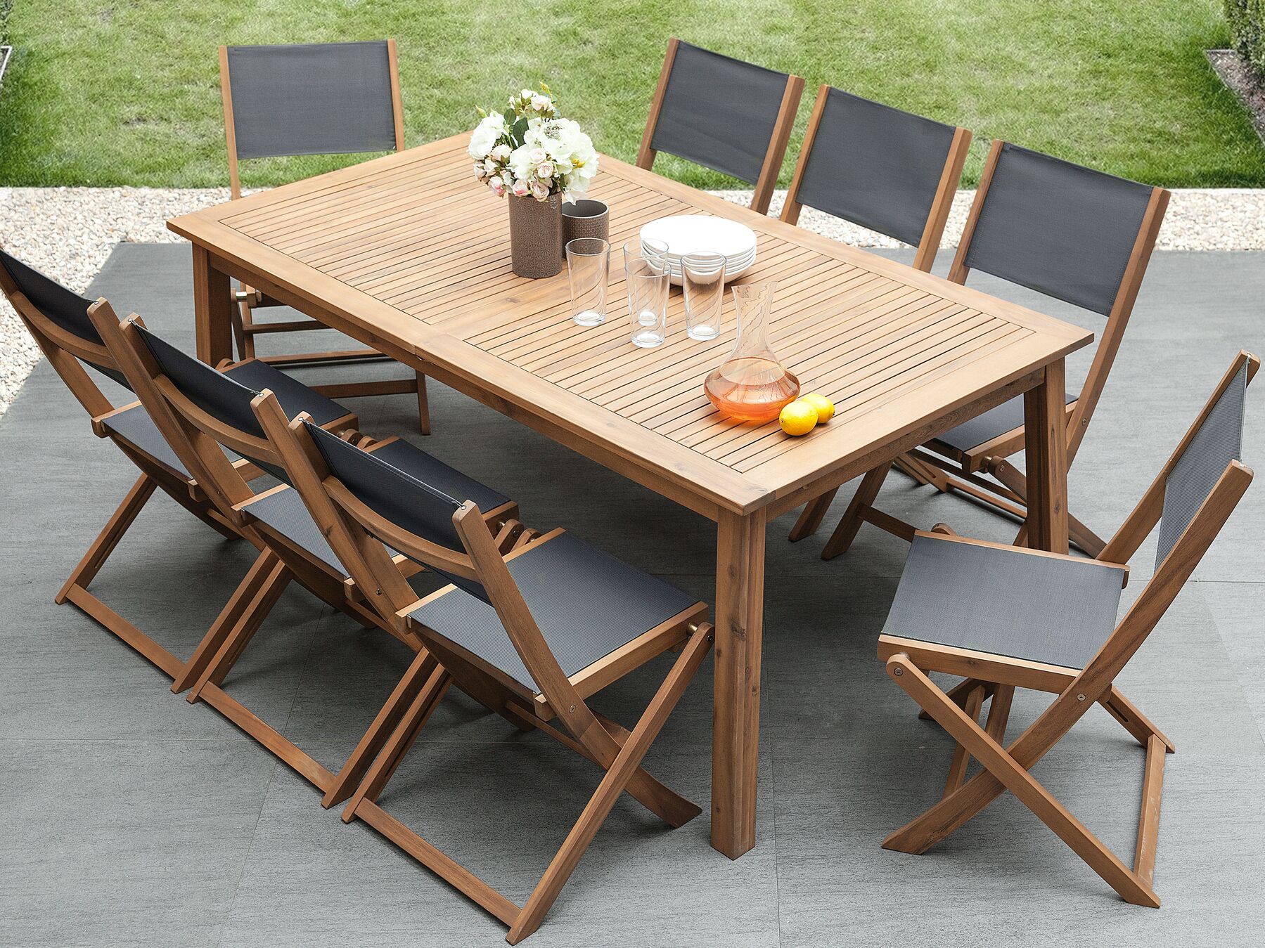 Gartentisch Akazienholz hellbraun 180 / 240 x 100 cm ausziehbar CESANA