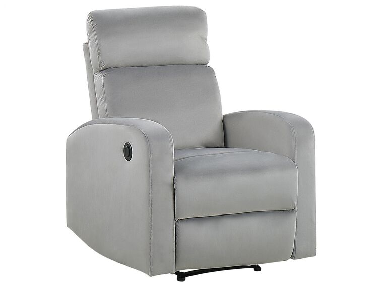Velvet Electric Recliner Chair Light Grey VERDAL Beliani.pt