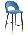 Zestaw 2 krzeseł barowych welurowy niebieski FALTON_795849