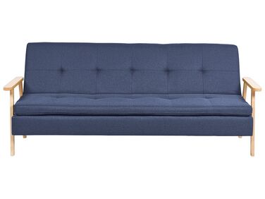 Sofá-cama 3 lugares em tecido azul TJORN