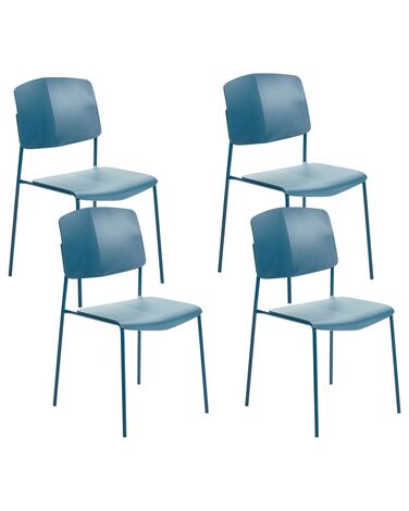 Conjunto de 4 cadeiras de jantar azul ASTORIA