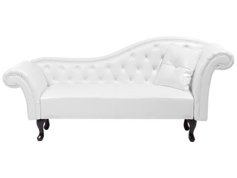 Faux Leather Chaise Lounge White Lattes, White Faux Leather Sofa With Chaise