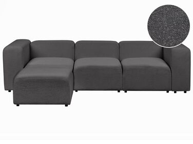 3 Seater Modular Boucle Sofa with Ottoman Dark Grey FALSTERBO