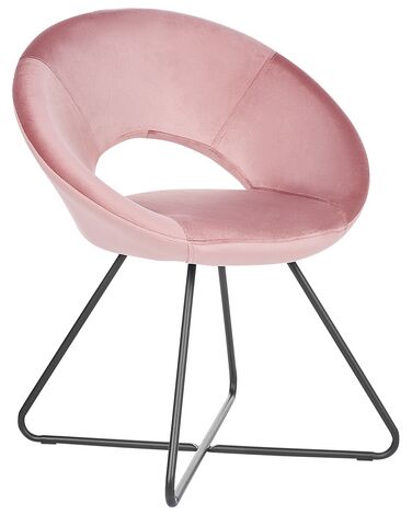 Cadeira em veludo rosa RACHEL