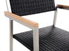 Table de jardin plateau granit noir poli 180 cm 6 chaises en rotin GROSSETO_465044