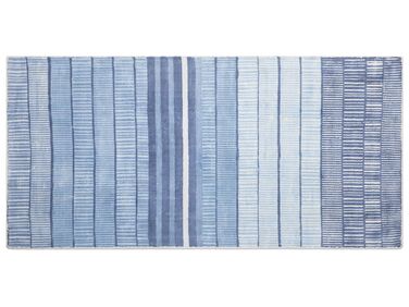 Alfombra de viscosa azul claro/blanco 80 x 150 cm YARDERE