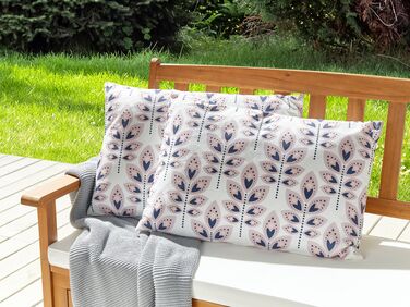 Set of 2 Outdoor Cushions Leaf Motif 40 x 60 cm Beige TORRETTA