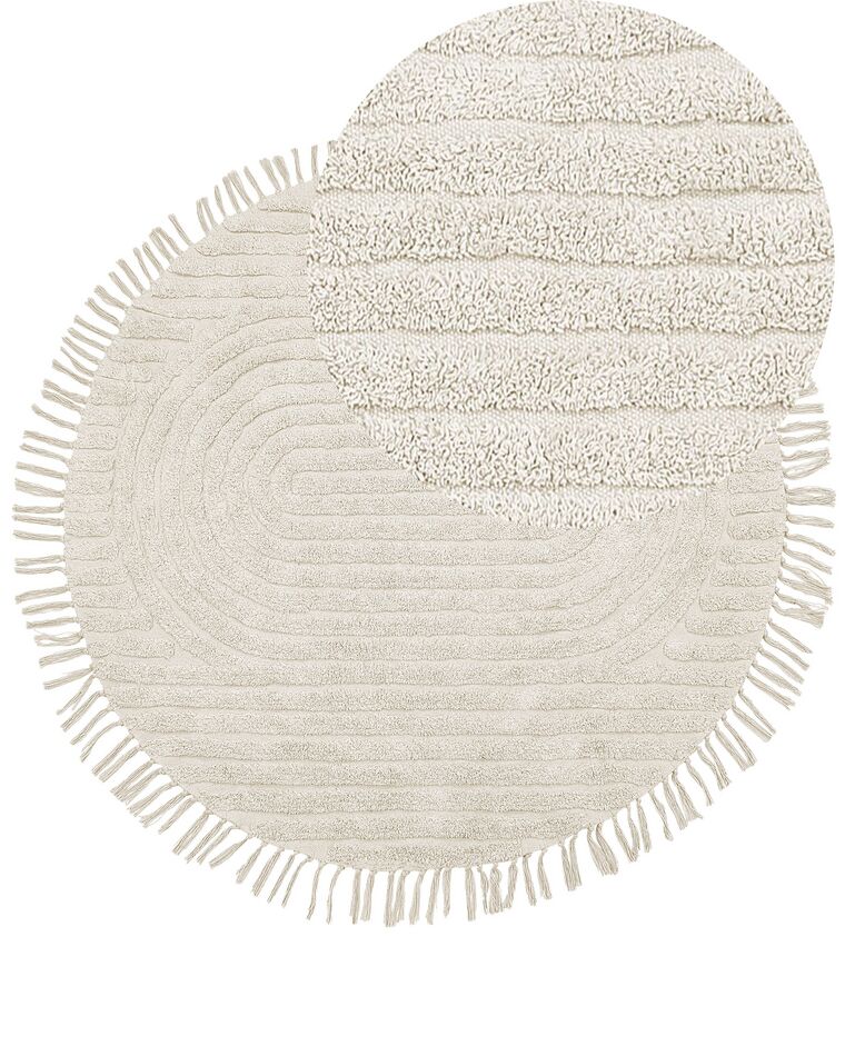 Teppich Baumwolle beige ⌀ 140 cm rund HALFETI_837567