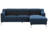 Left Hand Fabric Corner Sofa Navy Blue GLOSLI_720098