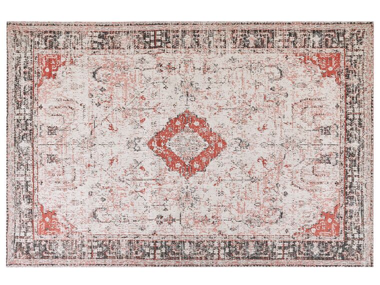 Teppich Baumwolle rot / beige 200 x 300 cm orientalisches Muster Kurzflor ATTERA_852166