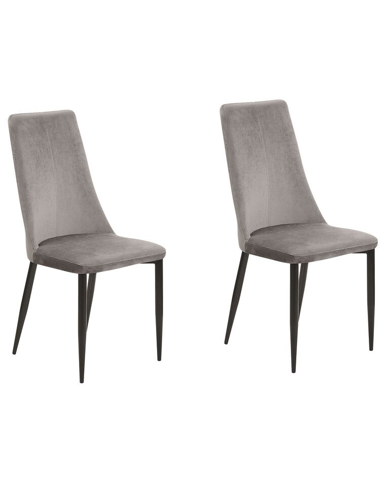 Conjunto de 2 sillas de comedor de terciopelo gris oscuro/negro CLAYTON_710951