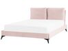 Łóżko welurowe 140 x 200 cm różowe MELLE_829941