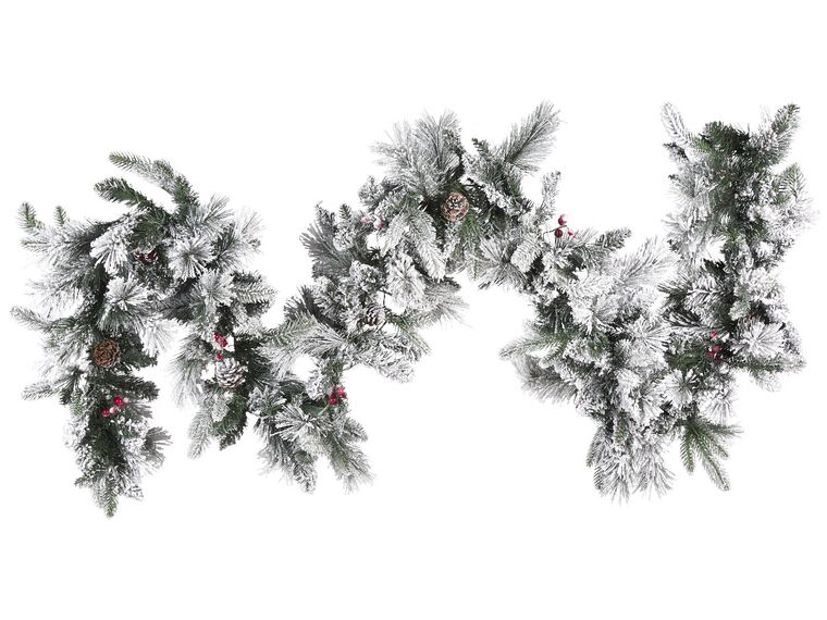 PreLit Snowy Christmas Garland 270 cm White WHITEHORN Beliani.co.uk