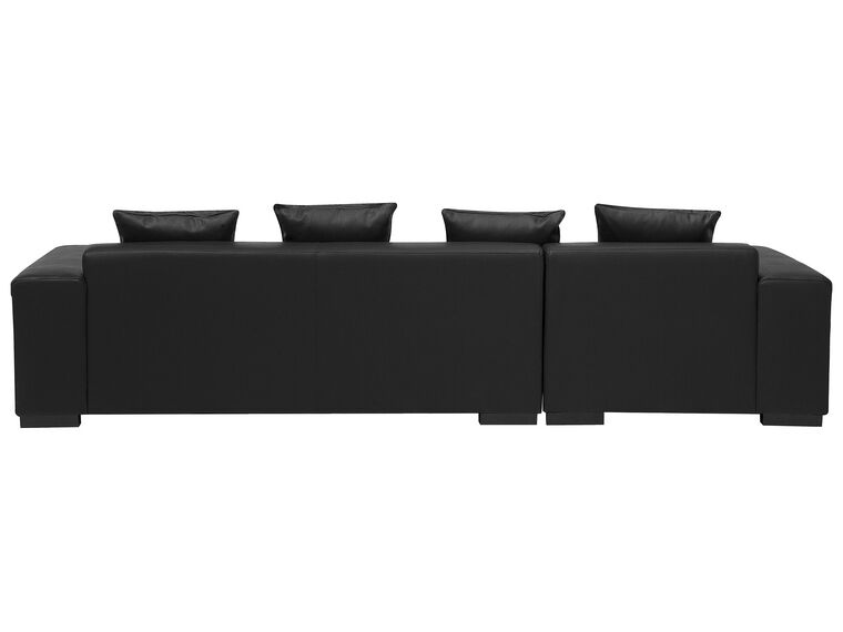 Right Hand Leather Corner Sofa Black LUNGO Beliani.co.uk