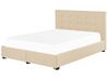 Fabric EU King Size Bed with Storage Beige LA ROCHELLE_832929