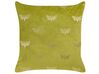 Set of 2 Velvet Cushions Butterfly Pattern 45 x 45 cm Light Green YUZURI_857831