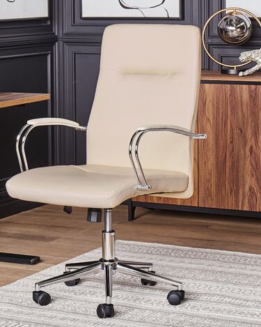 Faux Leather Office Chair Beige OSCAR
