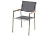 Table de jardin plateau granit gris poli 180 cm 6 chaises textile gris GROSSETO_429304