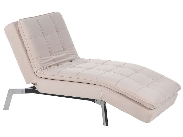 Chaise longue regolabile in velluto beige LOIRET_776197
