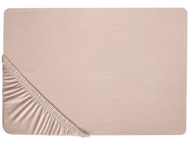 Cotton Fitted Sheet 140 x 200 cm Beige HOFUF